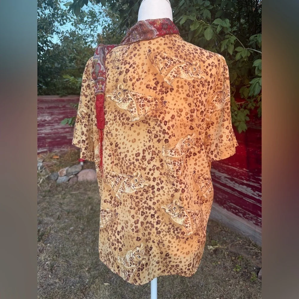 EUC- Vintage Impressions Leopard Print Blouse-Size L - Picture 6 of 7